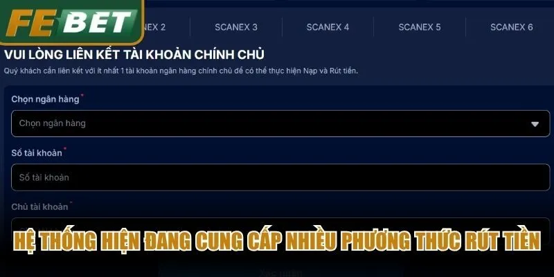 Hệ thống hiện đang cung cấp nhiều phương thức rút tiền Febet linh hoạt